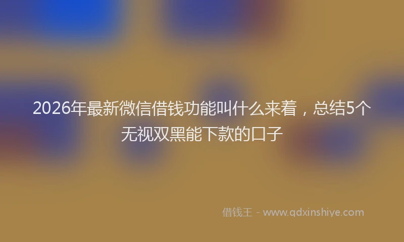 2026年最新微信借钱功能叫什么来着，总结5个无视双黑能下款的口子