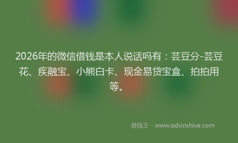 2026年的微信借钱是本人说话吗有：芸豆分-芸豆花、疾融宝、小熊白卡、现金易贷宝盒、拍拍用等。