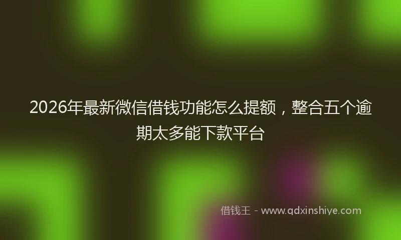 2026年最新微信借钱功能怎么提额，整合五个逾期太多能下款平台