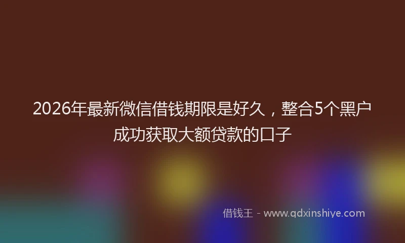 2026年最新微信借钱期限是好久，整合5个黑户成功获取大额贷款的口子
