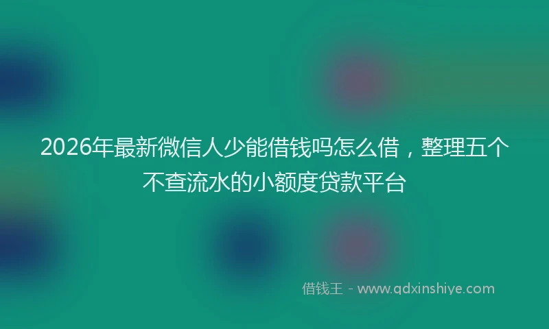 2026年最新微信人少能借钱吗怎么借，整理五个不查流水的小额度贷款平台
