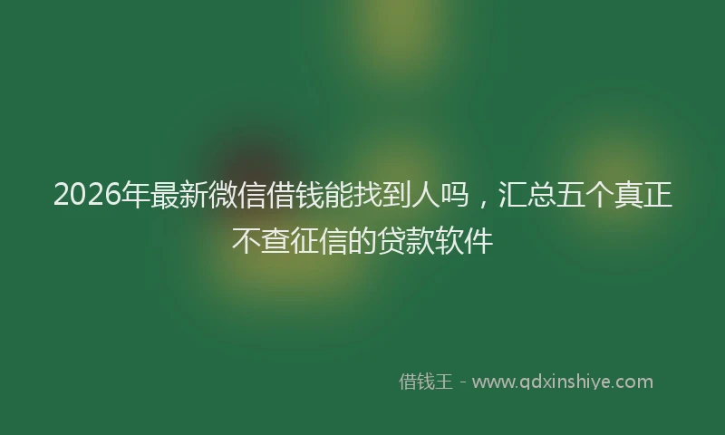2026年最新微信借钱能找到人吗，汇总五个真正不查征信的贷款软件