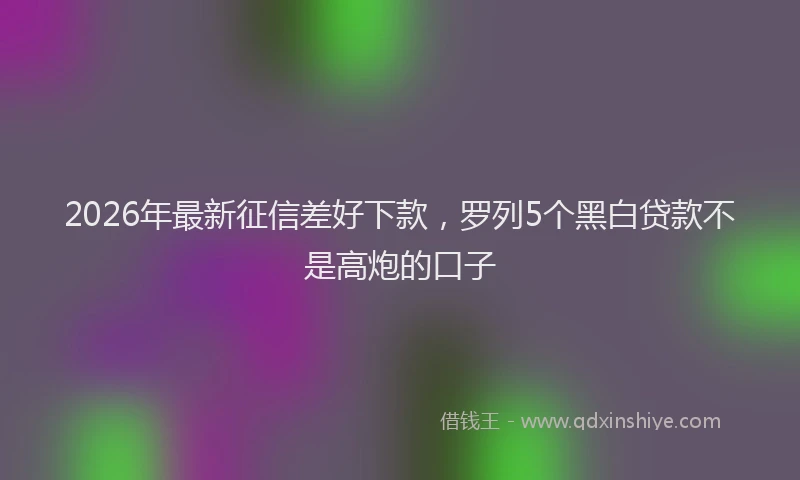 2026年最新征信差好下款，罗列5个黑白贷款不是高炮的口子