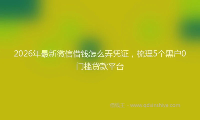 2026年最新微信借钱怎么弄凭证，梳理5个黑户0门槛贷款平台