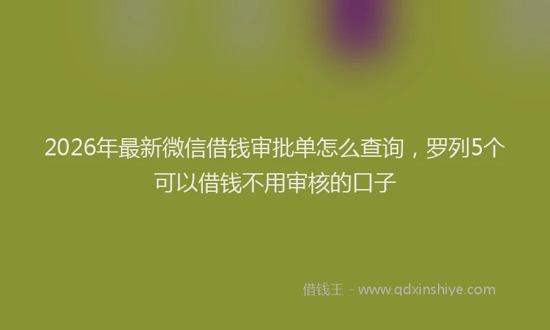2026年最新微信借钱审批单怎么查询，罗列5个可以借钱不用审核的口子