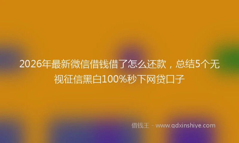 2026年最新微信借钱借了怎么还款，总结5个无视征信黑白100%秒下网贷口子