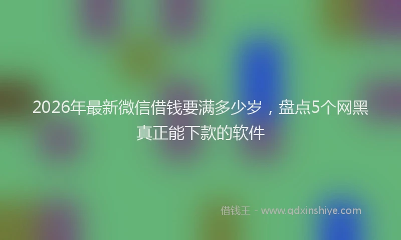 2026年最新微信借钱要满多少岁，盘点5个网黑真正能下款的软件