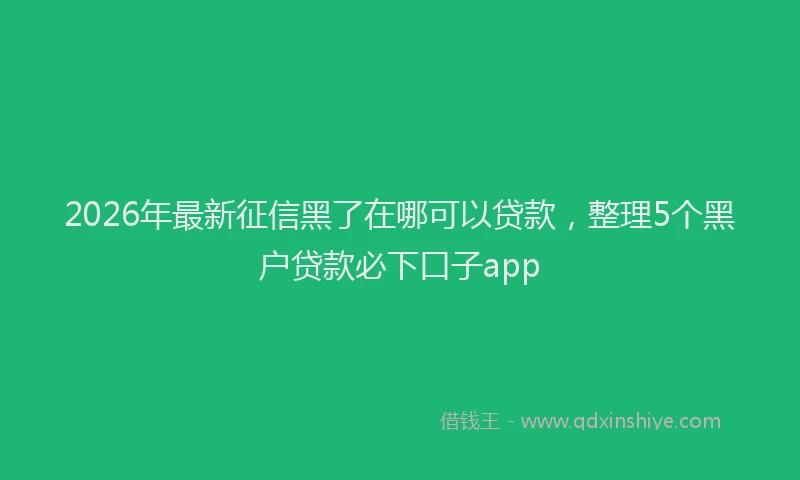 2026年最新征信黑了在哪可以贷款，整理5个黑户贷款必下口子app