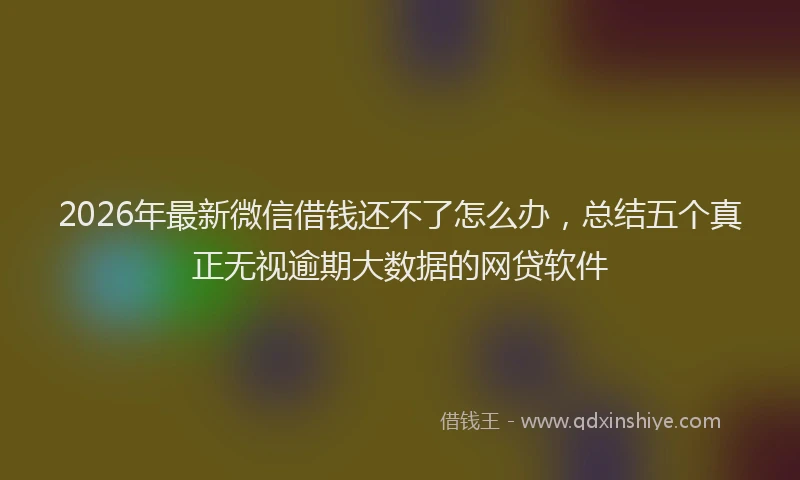 2026年最新微信借钱还不了怎么办，总结五个真正无视逾期大数据的网贷软件