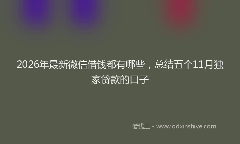 2026年最新微信借钱都有哪些，总结五个11月独家贷款的口子
