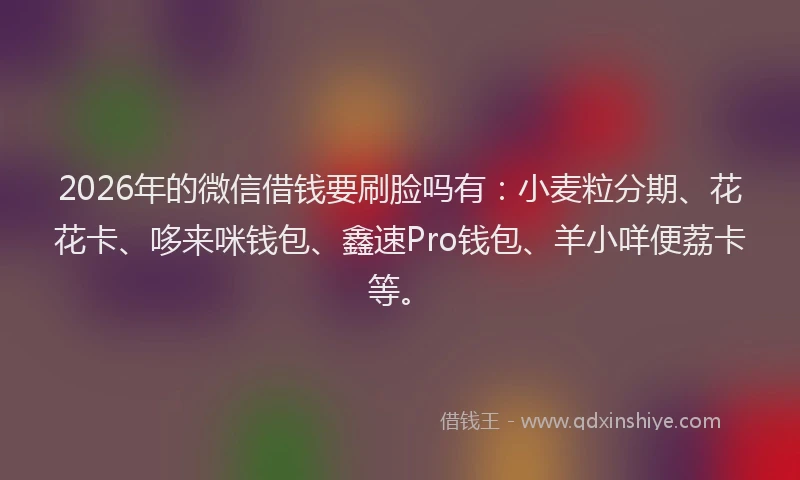 2026年的微信借钱要刷脸吗有：小麦粒分期、花花卡、哆来咪钱包、鑫速Pro钱包、羊小咩便荔卡等。