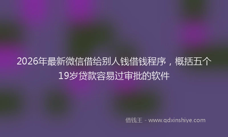 2026年最新微信借给别人钱借钱程序，概括五个19岁贷款容易过审批的软件