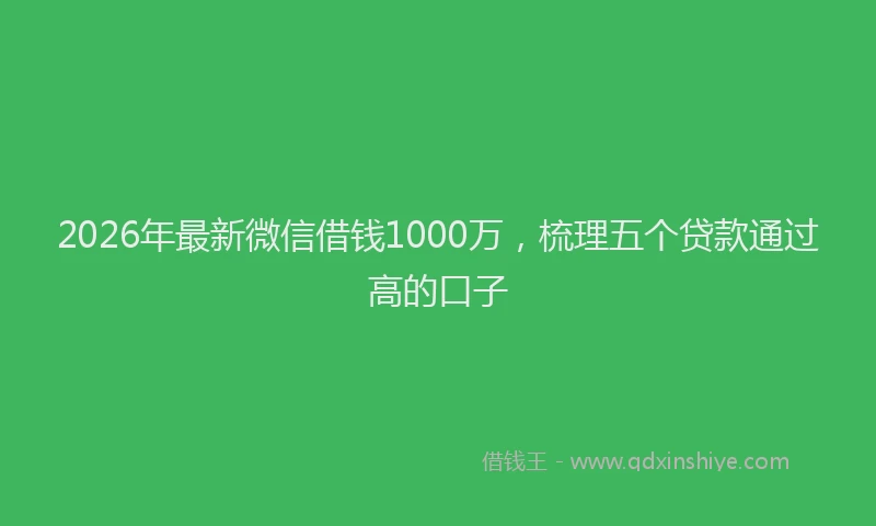 2026年最新微信借钱1000万，梳理五个贷款通过高的口子