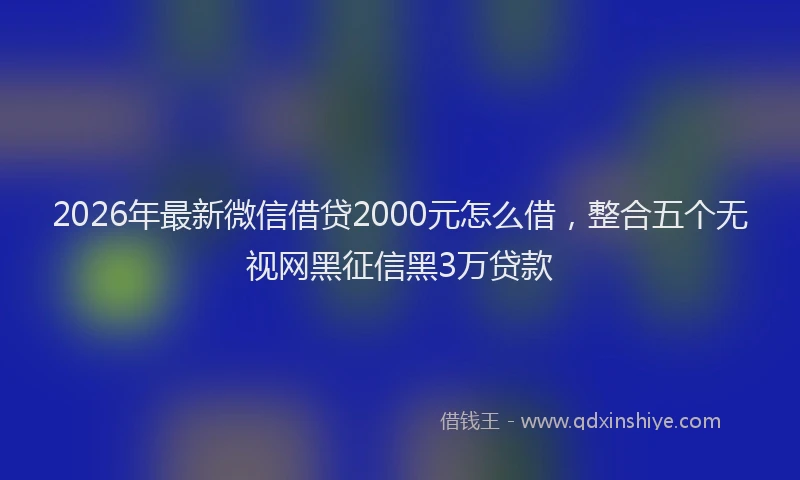 2026年最新微信借贷2000元怎么借，整合五个无视网黑征信黑3万贷款