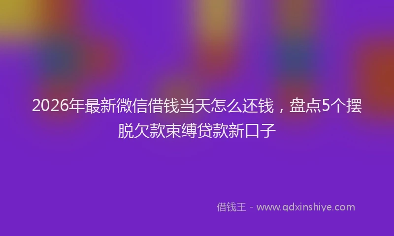 2026年最新微信借钱当天怎么还钱，盘点5个摆脱欠款束缚贷款新口子