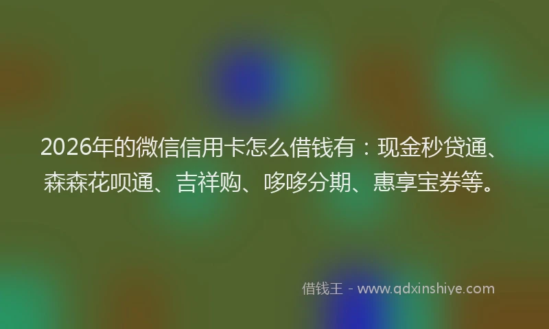 2026年的微信信用卡怎么借钱有：现金秒贷通、森森花呗通、吉祥购、哆哆分期、惠享宝券等。