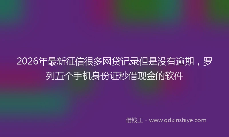 2026年最新征信很多网贷记录但是没有逾期，罗列五个手机身份证秒借现金的软件