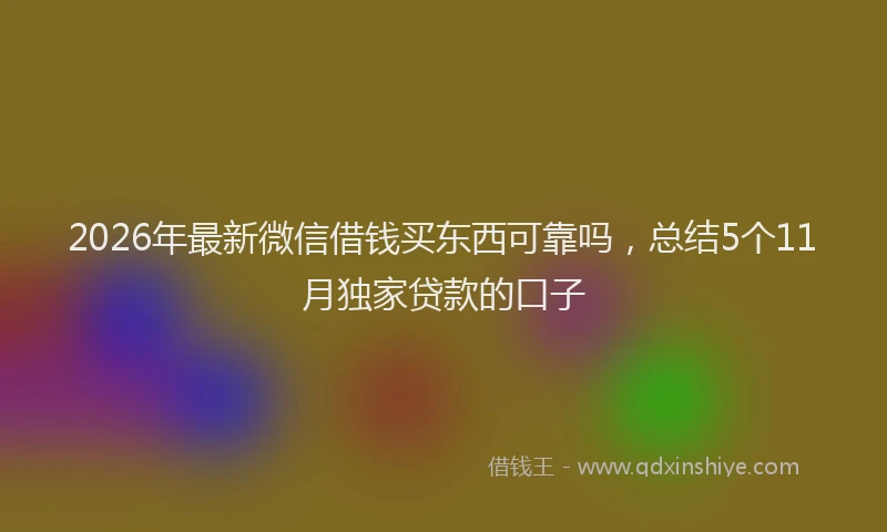 2026年最新微信借钱买东西可靠吗，总结5个11月独家贷款的口子