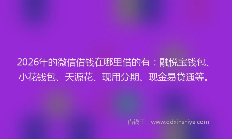 2026年的微信借钱在哪里借的有：融悦宝钱包、小花钱包、天源花、现用分期、现金易贷通等。