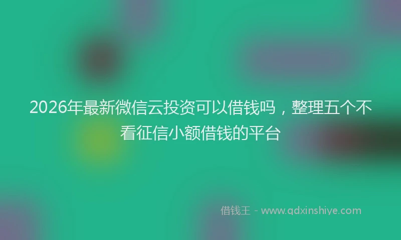 2026年最新微信云投资可以借钱吗，整理五个不看征信小额借钱的平台