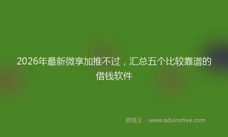 2026年最新微享加推不过，汇总五个比较靠谱的借钱软件