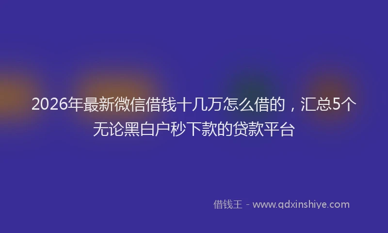 2026年最新微信借钱十几万怎么借的，汇总5个无论黑白户秒下款的贷款平台