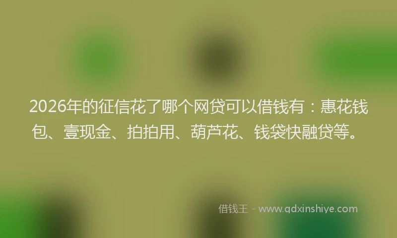 2026年的征信花了哪个网贷可以借钱有：惠花钱包、壹现金、拍拍用、葫芦花、钱袋快融贷等。