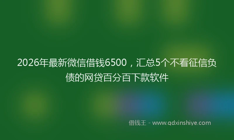 2026年最新微信借钱6500，汇总5个不看征信负债的网贷百分百下款软件