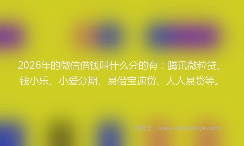 2026年的微信借钱叫什么分的有：腾讯微粒贷、钱小乐、小爱分期、易借宝速贷、人人易贷等。