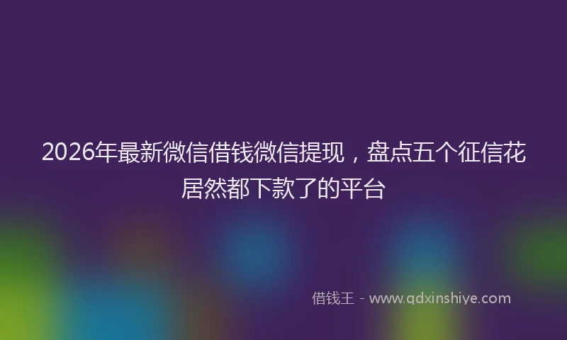 2026年最新微信借钱微信提现，盘点五个征信花居然都下款了的平台