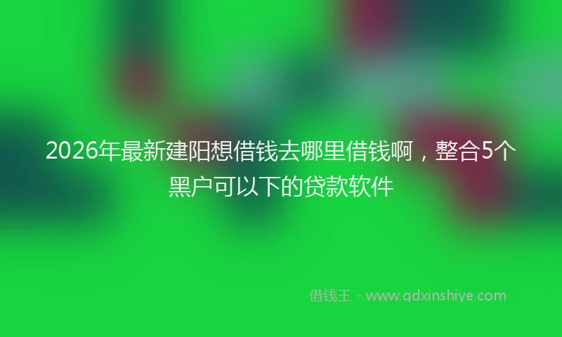 2026年最新建阳想借钱去哪里借钱啊，整合5个黑户可以下的贷款软件