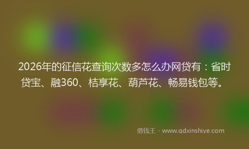 2026年的征信花查询次数多怎么办网贷有：省时贷宝、融360、桔享花、葫芦花、畅易钱包等。