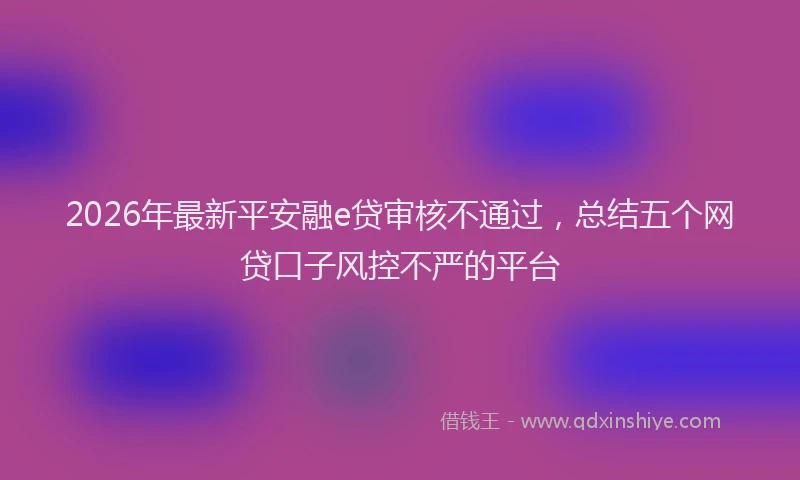 2026年最新平安融e贷审核不通过，总结五个网贷口子风控不严的平台