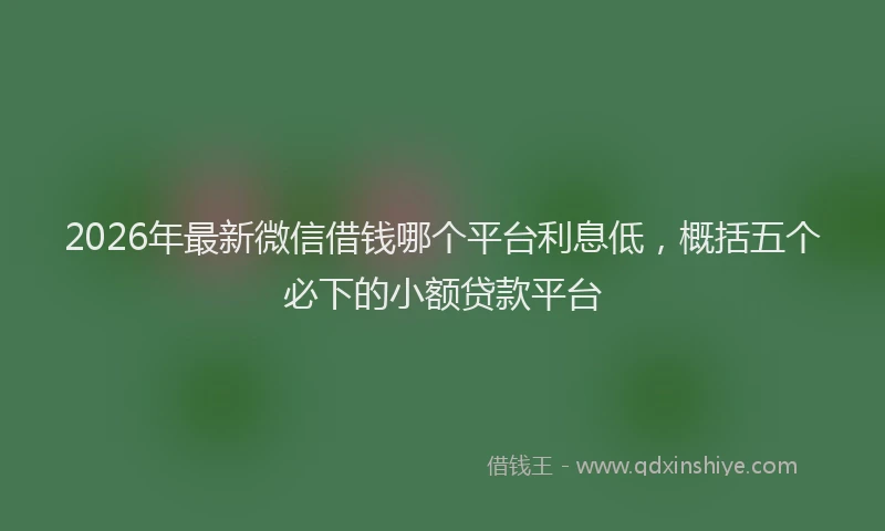 2026年最新微信借钱哪个平台利息低，概括五个必下的小额贷款平台