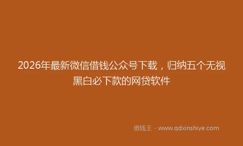 2026年最新微信借钱公众号下载，归纳五个无视黑白必下款的网贷软件