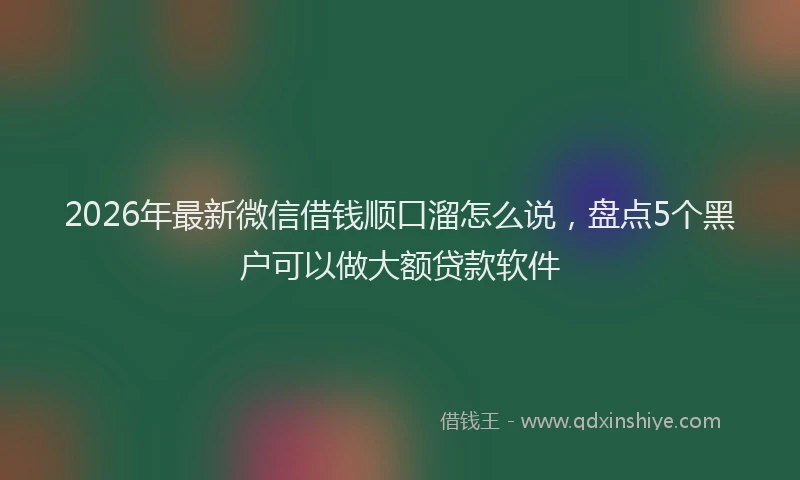 2026年最新微信借钱顺口溜怎么说，盘点5个黑户可以做大额贷款软件
