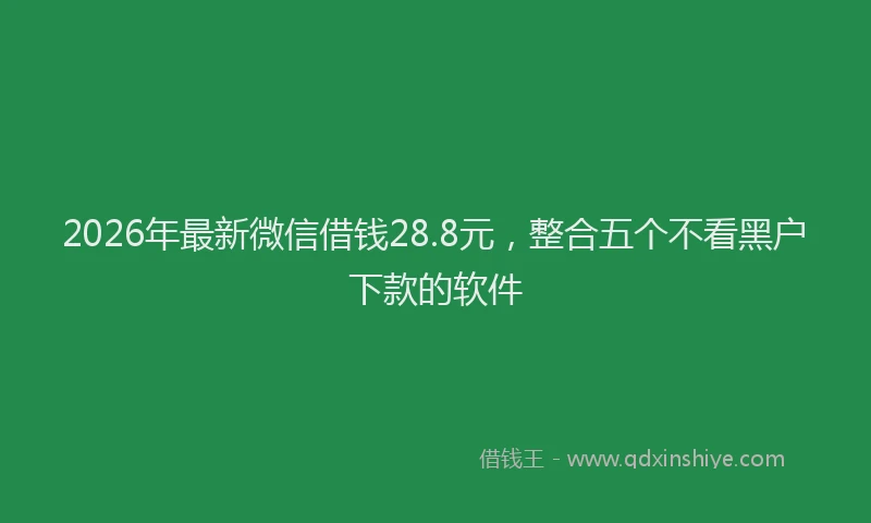2026年最新微信借钱28.8元，整合五个不看黑户下款的软件