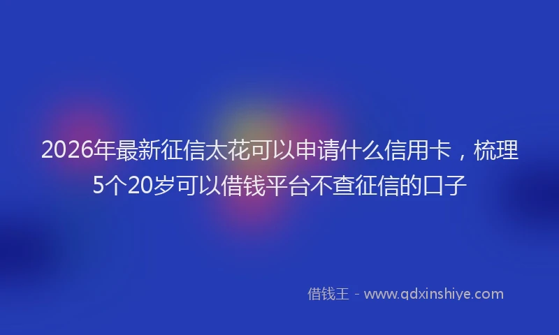 2026年最新征信太花可以申请什么信用卡，梳理5个20岁可以借钱平台不查征信的口子