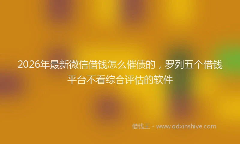 2026年最新微信借钱怎么催债的，罗列五个借钱平台不看综合评估的软件