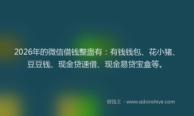 2026年的微信借钱整蛊有：有钱钱包、花小猪、豆豆钱、现金贷速借、现金易贷宝盒等。