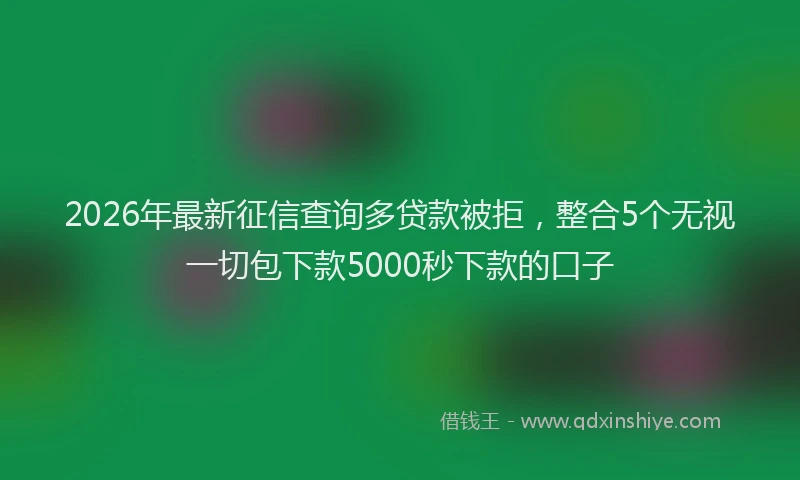 2026年最新征信查询多贷款被拒，整合5个无视一切包下款5000秒下款的口子