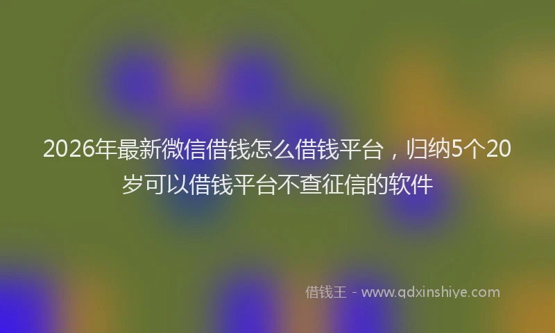 2026年最新微信借钱怎么借钱平台，归纳5个20岁可以借钱平台不查征信的软件