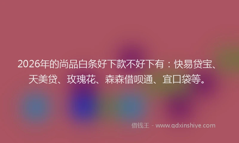 2026年的尚品白条好下款不好下有：快易贷宝、天美贷、玫瑰花、森森借呗通、宜口袋等。