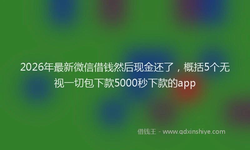 2026年最新微信借钱然后现金还了，概括5个无视一切包下款5000秒下款的app