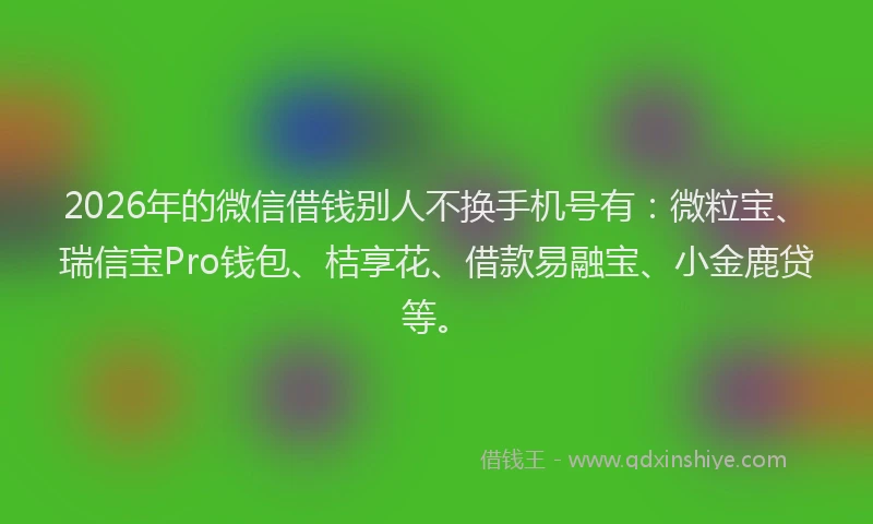2026年的微信借钱别人不换手机号有：微粒宝、瑞信宝Pro钱包、桔享花、借款易融宝、小金鹿贷等。