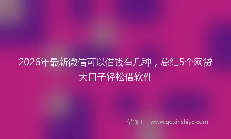 2026年最新微信可以借钱有几种，总结5个网贷大口子轻松借软件