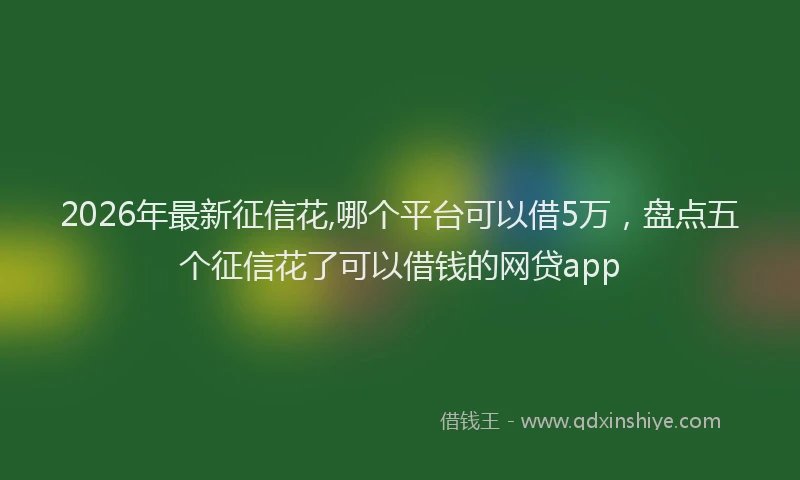 2026年最新征信花,哪个平台可以借5万，盘点五个征信花了可以借钱的网贷app