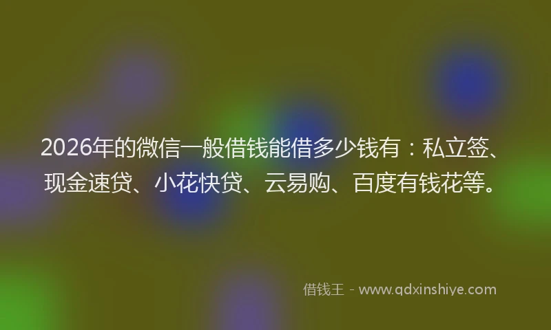 2026年的微信一般借钱能借多少钱有：私立签、现金速贷、小花快贷、云易购、百度有钱花等。