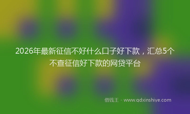 2026年最新征信不好什么口子好下款，汇总5个不查征信好下款的网贷平台