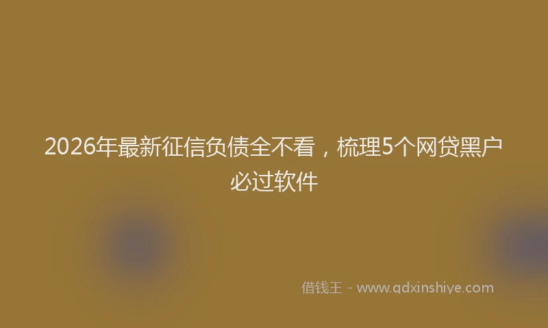 2026年最新征信负债全不看，梳理5个网贷黑户必过软件